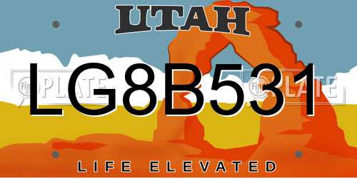 LG8B531 Utah License Plate