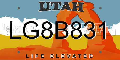 LG8B831 Utah License Plate