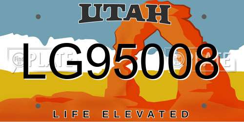 LG95008 Utah License Plate