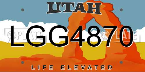 LGG4870 Utah License Plate