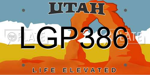 LGP386 Utah License Plate