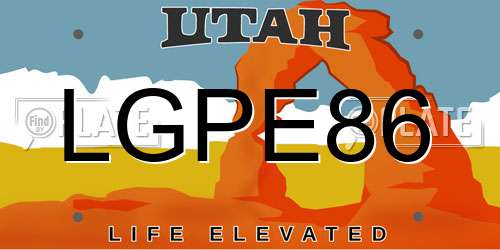 LGPE86 Utah License Plate