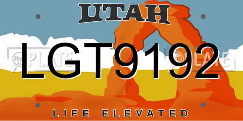 LGT9192 Utah License Plate