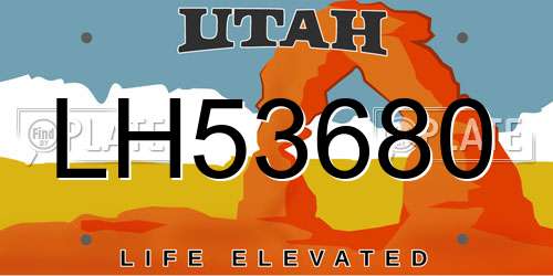 LH53680 Utah License Plate