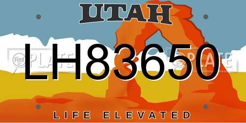 LH83650 Utah License Plate