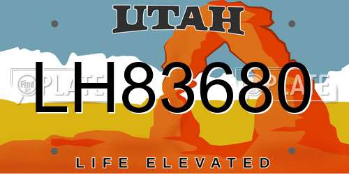 LH83680 Utah License Plate