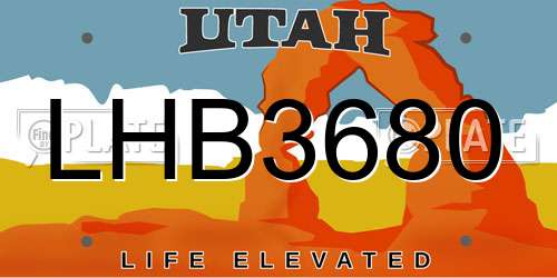 LHB3680 Utah License Plate
