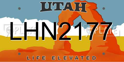 LHN2177 Utah License Plate