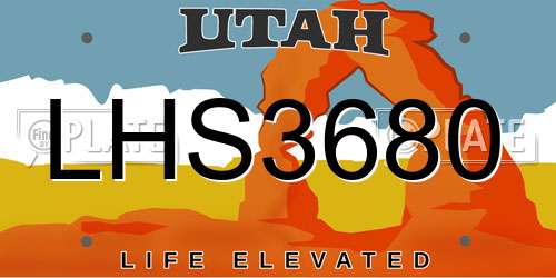 LHS3680 Utah License Plate
