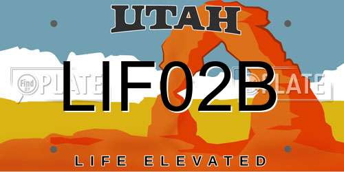LIF02B Utah License Plate