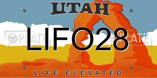 LIFO28 Utah License Plate