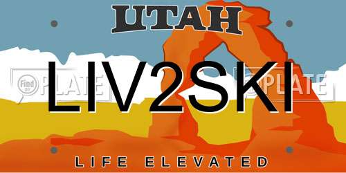 LIV2SKI Utah License Plate