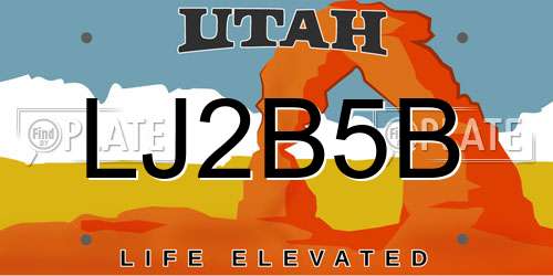 LJ2B5B Utah License Plate
