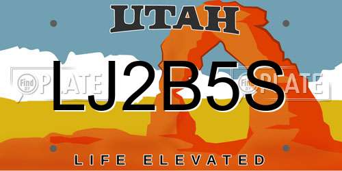 LJ2B5S Utah License Plate