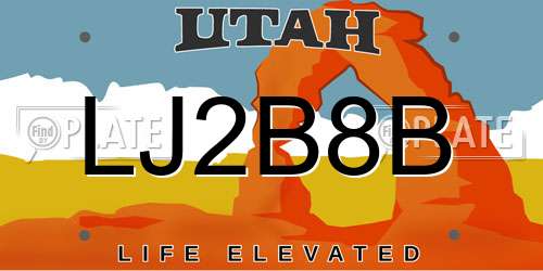 LJ2B8B Utah License Plate