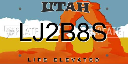 LJ2B8S Utah License Plate
