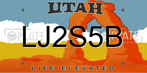 LJ2S5B Utah License Plate