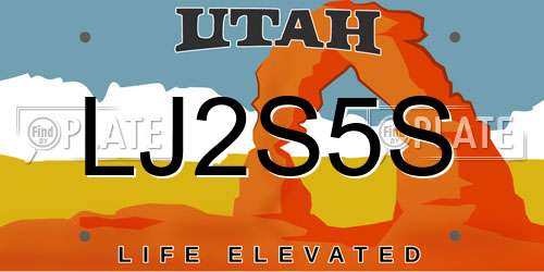 LJ2S5S Utah License Plate