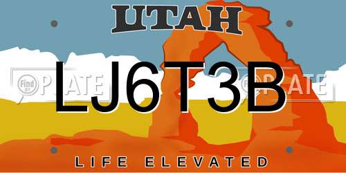 LJ6T3B Utah License Plate