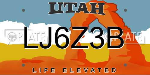 LJ6Z3B Utah License Plate