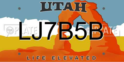 LJ7B5B Utah License Plate