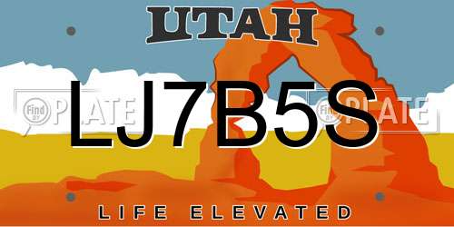 LJ7B5S Utah License Plate