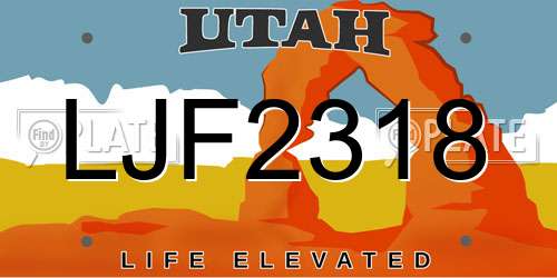 LJF2318 Utah License Plate