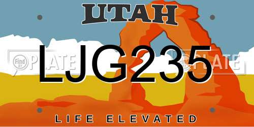 LJG235 Utah License Plate