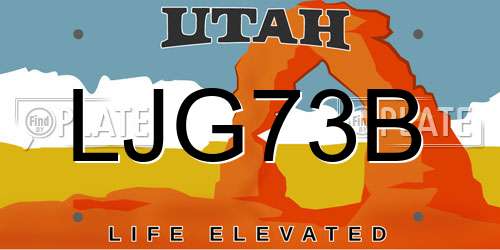 LJG73B Utah License Plate
