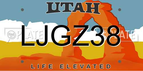 LJGZ38 Utah License Plate