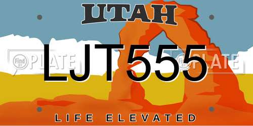 LJT555 Utah License Plate