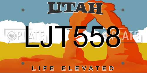 LJT558 Utah License Plate