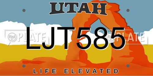 LJT585 Utah License Plate