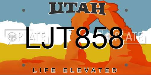 LJT858 Utah License Plate