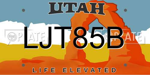 LJT85B Utah License Plate