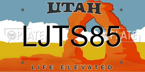 LJTS85 Utah License Plate