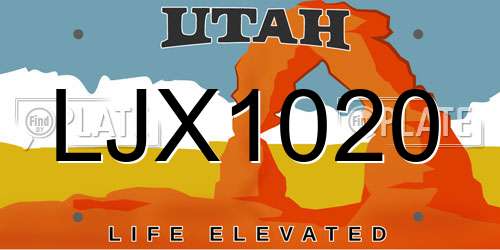 LJX1020 Utah License Plate