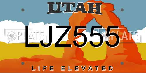 LJZ555 Utah License Plate