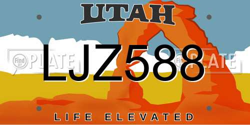LJZ588 Utah License Plate