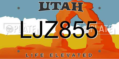 LJZ855 Utah License Plate