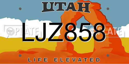 LJZ858 Utah License Plate