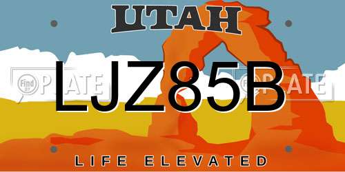 LJZ85B Utah License Plate