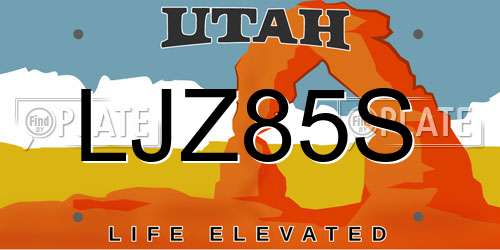 LJZ85S Utah License Plate