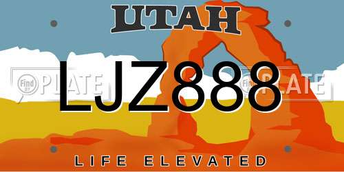 LJZ888 Utah License Plate