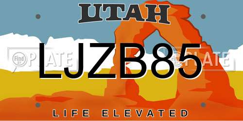 LJZB85 Utah License Plate