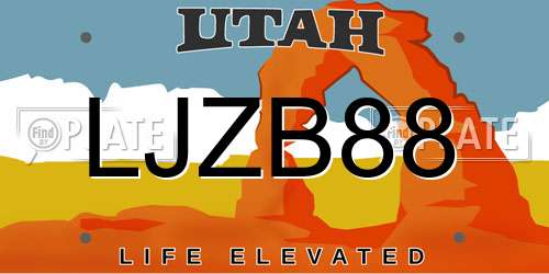 LJZB88 Utah License Plate