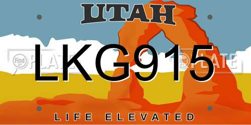 LKG915 Utah License Plate