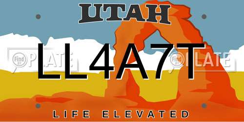 LL4A7T Utah License Plate