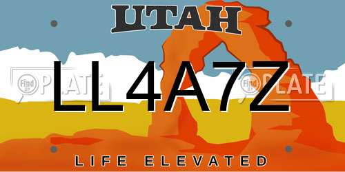 LL4A7Z Utah License Plate