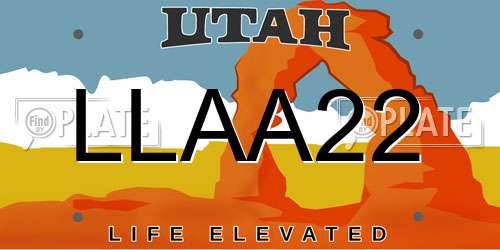 LLAA22 Utah License Plate